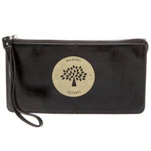Mulberry Vintage Black Leather Clutch Wallet Wristlet